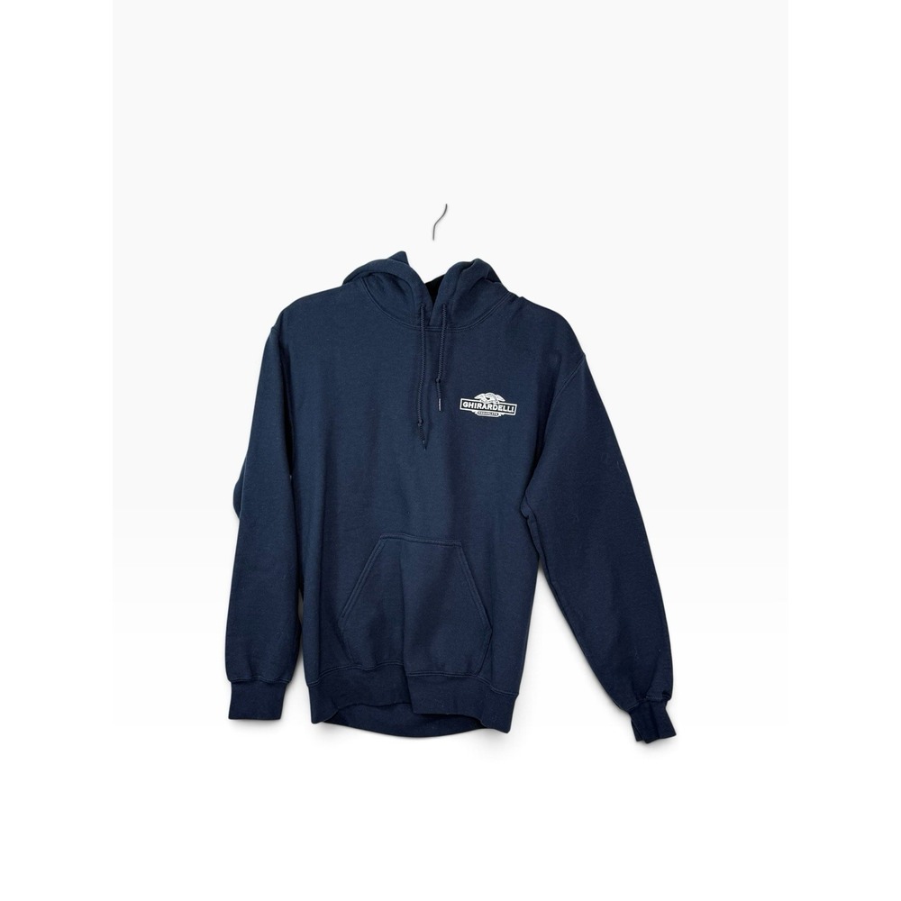 Ghirardelli Gildan Sz Small Navy Blue DryBlend Pullover Hoodie San Francisco EUC - Picture 2 of 8